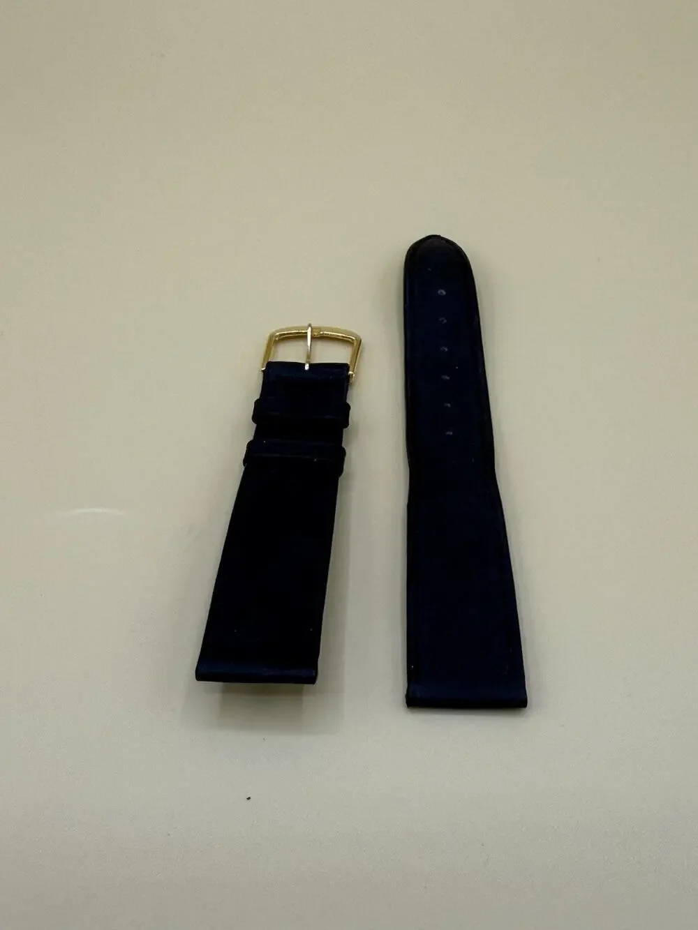 19mm KREISLER Genuine Calfskin Black NOS Vintage Watch Band & Gold-Tone Buckle